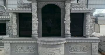 河源 芝麻灰高档墓碑，土墓，可定制