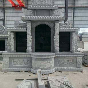 河源 芝麻灰高档墓碑，土墓，可定制