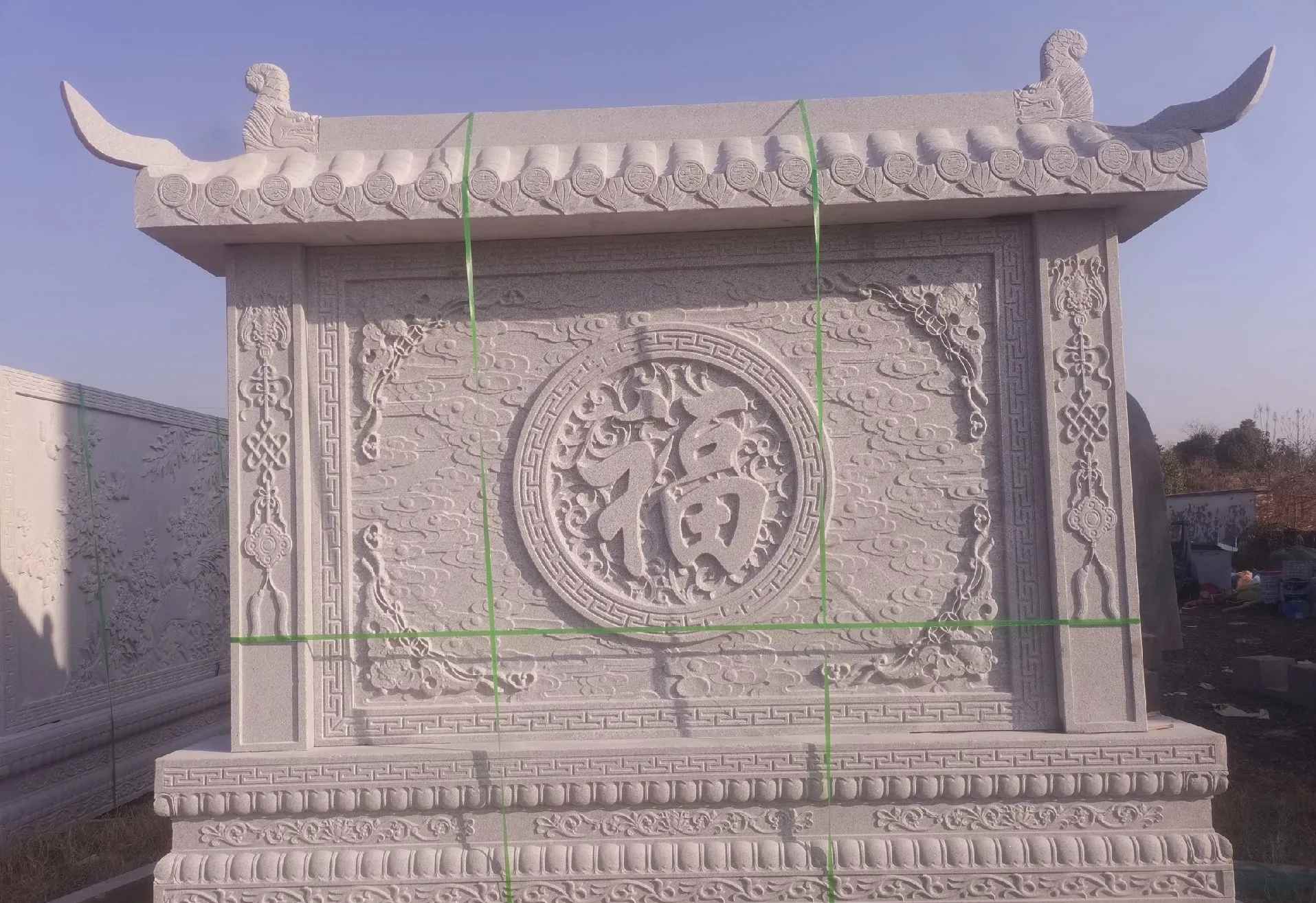 河源 芝麻白花岗岩屏风，照壁，影壁