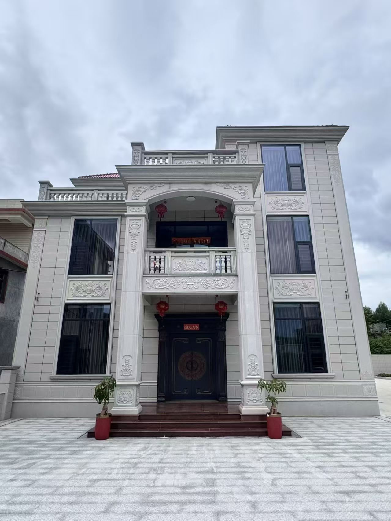 河源 芝麻白石材别墅干挂案例展示